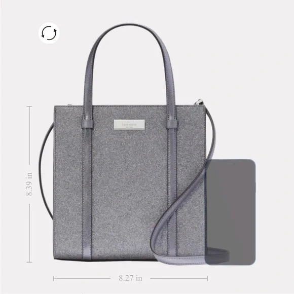 Kate Spade Purse Kenzie Glitter Small Tote Candied Flower - Picture 6 of 6